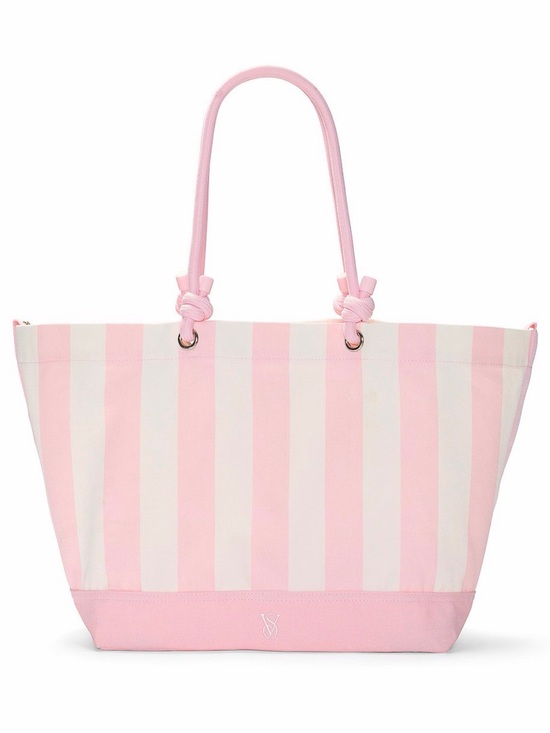 Victoria's Secret Handbags - Victoria's Secret Pink & White Striped Knot-Handle Tote NWOT